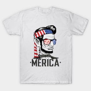 Abe Lincoln Merica 4th of July Tee T-Shirt